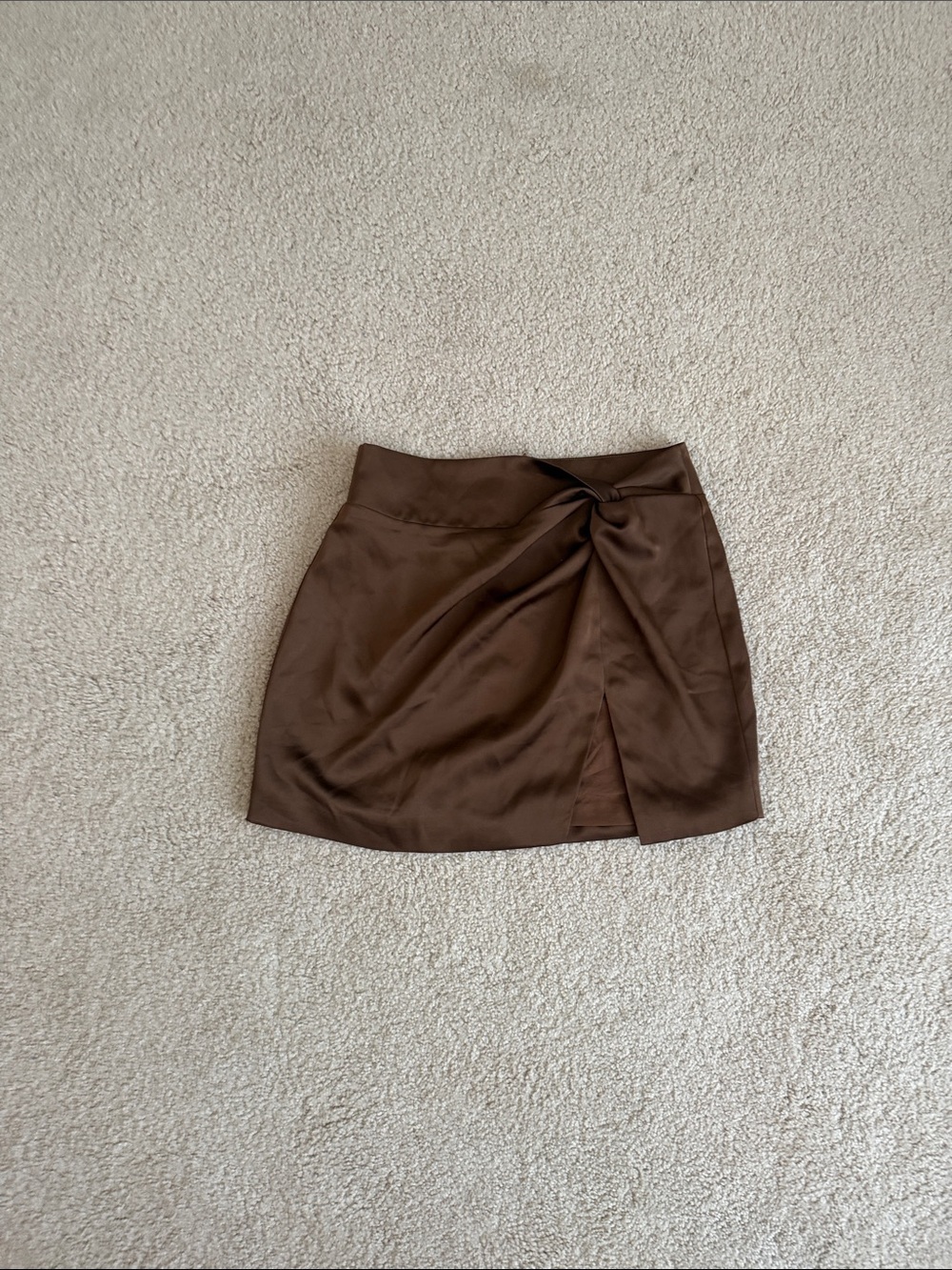 Cupshe Brown Satin Knot Mini Skirt
